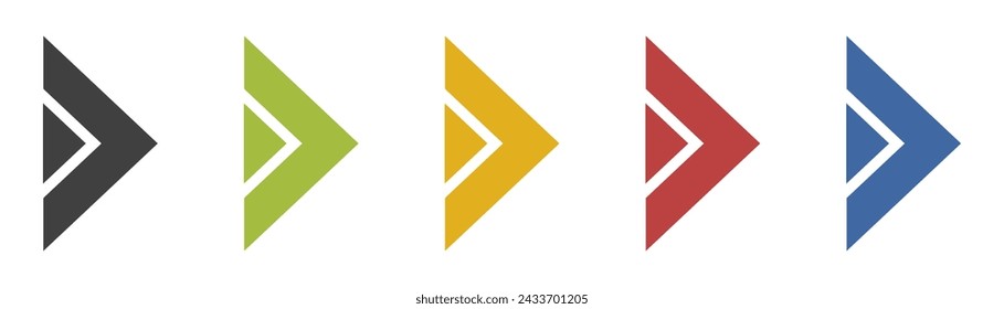 Arrow set icon. Colored arrow symbols. Isolated vector graphic elements with arrows.