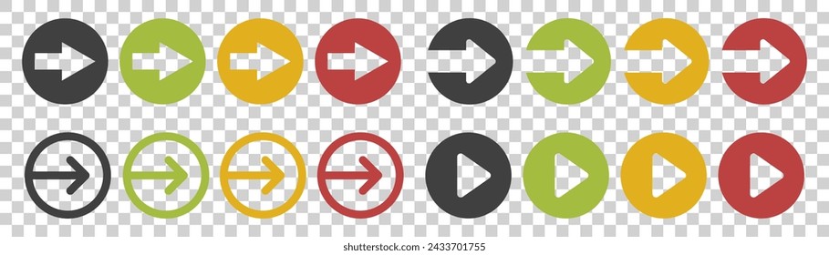 Arrow set icon. Colored arrow symbols. Isolated vector graphic elements with arrows.
