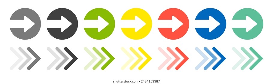 Arrow set icon. Colored arrow symbols. Isolated vector graphic elements with arrows.