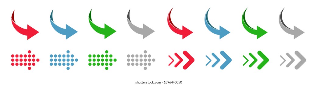 Icono de conjunto de flechas. Símbolos de flechas coloridas. Signo de flecha de colección aislado - vector