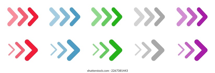 Arrow set icon. Colorful arrows symbols. Collection arrow sign isolated - for stock