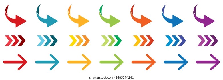 Arrow set icon. Colorful arrows symbols vector illustration. Arrow icons collection isolated elements.