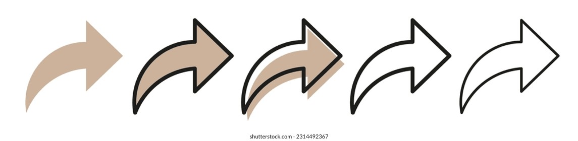 Conjunto de flechas. Colección de iconos de flecha. Estilo de flecha plana aislado en fondo blanco. Estilo vectorial. ESP 10.