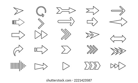 Iconos de conjunto de flechas. Icono moderno de flecha negra. ilustración vectorial