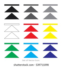 Arrow Set icons with nine Color Variations of flat style. Vector illustration.