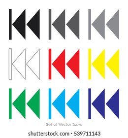 Arrow Set icons with nine Color Variations of flat style. Vector illustration.