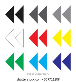 Arrow Set icons with nine Color Variations of flat style. Vector illustration.
