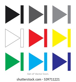 Arrow Set icons with nine Color Variations of flat style. Vector illustration.