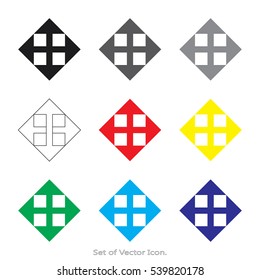 Arrow Set icons with nine Color Variations of flat style. Vector illustration.