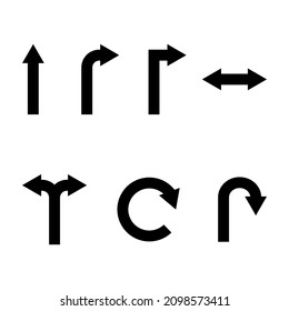 conjunto de flecha aislado en fondo blanco con dirección diferente para el elemento de diseño gráfico