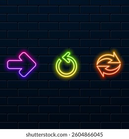 arrow set. neon style arrows icons. various models..