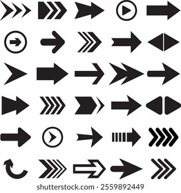 Arrow set. Arrow or sign icon for Web UI, Black arrows icons. Arrow vector collection cursor Collection different arrow signs. Arrows vector illustration collection.