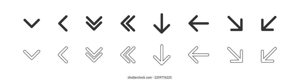 Vector de icono de símbolo de conjunto de flecha. Flecha para diseño web