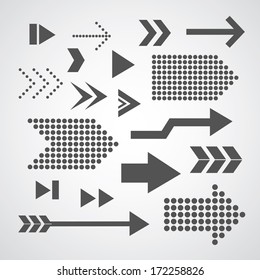 arrow set symbol on gray background 