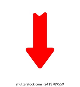 Arrow of set. This bold red arrow graphic design points the way forward on a clean white background. Vector illustration.