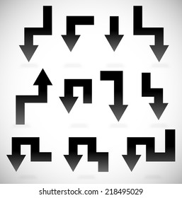 Arrow set. Track, route, path, directions