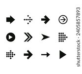 arrow set vector format file. isolated decorated creative illustration design. internet group icon. black line simple direction shapes and sign.   