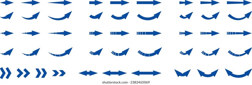 Conjunto de flechas sin contorno Azul