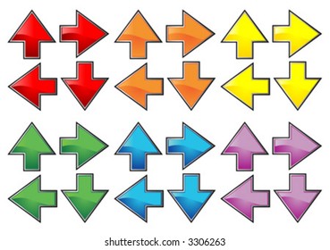 Arrow sets with different colors and pointing different directions