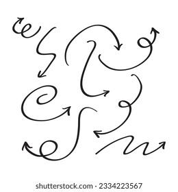 arrow shading image in hand drawn style. Suitable for design elements. Curved and straight arrow shading