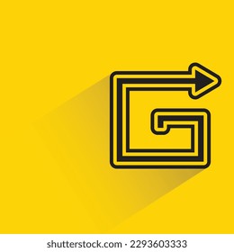 arrow with shadow on yellow background