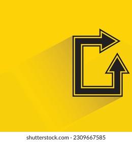 arrow with shadow on yellow background