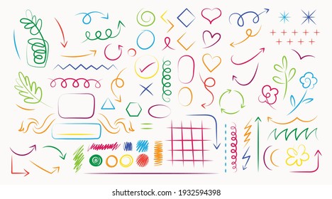 Arrow, Shape, Brush Style Hand Drawn Set, Design Elements, Ornament and Decoration