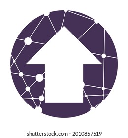 Arrow shape decorated by molecule and communication pattern.