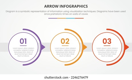 arrow shape infographic concept with circle right small direction for slide presentation with 3 point list