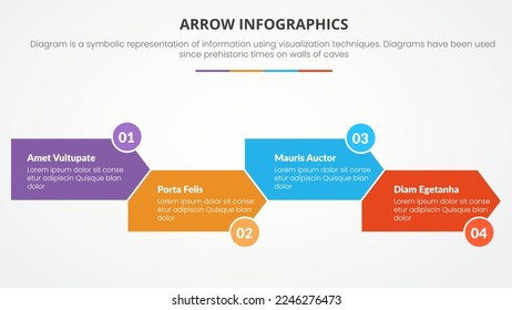 arrow shape infographic concept with right direction for slide presentation with 4 point list