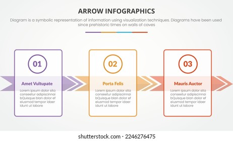 arrow shape infographic concept with square shape box for slide presentation with 3 point list