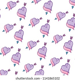 arrow shape inside romantic heart background