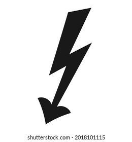 Arrow in the shape of a lightning bolt black icon vector illustration isolated on white background