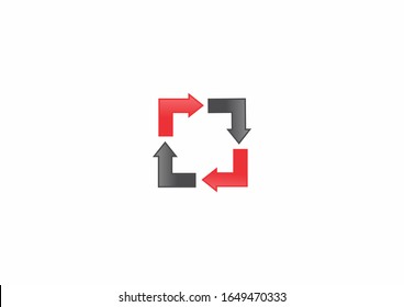 arrow shape rotation vector logo template. Red and Black logo design concept