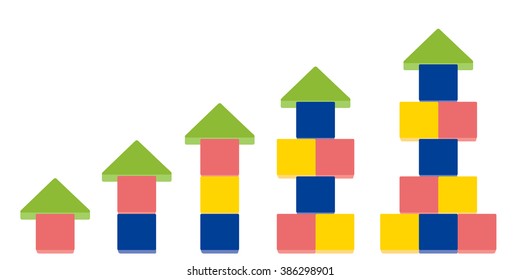 Arrow Up Shape Of Stack Blocks, Vector Illustration