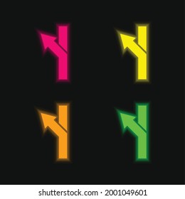 Forma de flecha Girando a la izquierda cuatro colores brillante icono vector neón