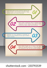 Arrow shaped binding clip infographic design with options