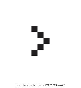Logo de píxeles con forma de flecha con fondo blanco