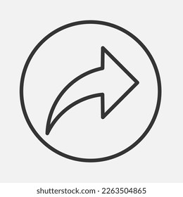 Arrow share publish line icon. Direction icon. Forward email arrow. Send Data Sign Pictogram. Vector illustration