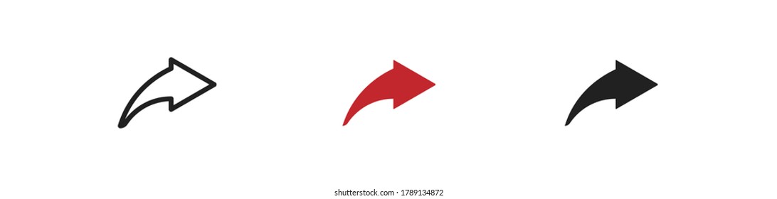 Juego de iconos simples con signo de símbolo de recursos compartidos de flecha. Concepto de avance para su diseño en estilo plano vectorial.
