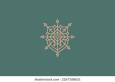 Arrow and Shield Abstract Symbol Icon Logo Unique Ethnic Traditional Art