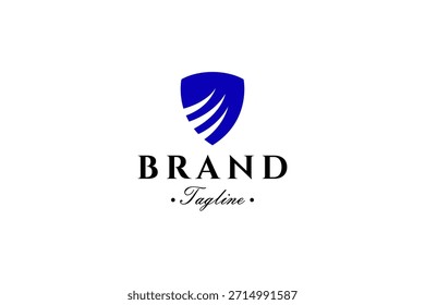 arrow shield business logo with flat vector design style