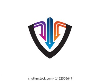 Arrow and Shield Logo Template, Icon, Symbol