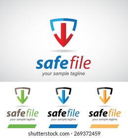 Arrow and Shield Safe Download Logo Icon Vector Illustration