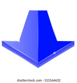 Arrow. Shiny blue icon. Vector illustration isolated on white background