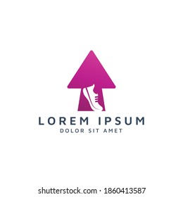 arrow and shoes negative space logo design