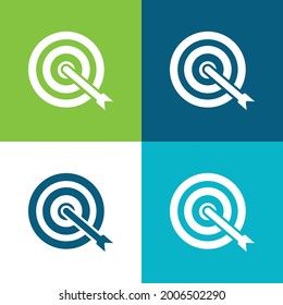 Arrow Shoot On Target Center Flat four color minimal icon set