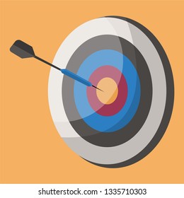 A Arrow shooting board in round shape vector color drawing or illustration.