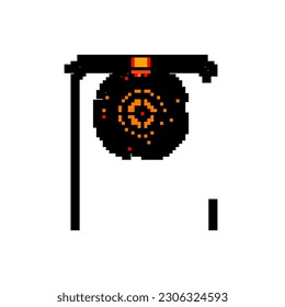 arrow shooting target game pixel art retro vector. bit rifle bullseye, black silhouette arrow shooting target. old vintage illustration