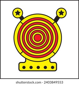 diseño vectorial de ilustración de objetivo de flecha y disparo en colores amarillos y rojos. Adecuado para afiches, banners, logos, íconos, sitios web, diseños de camisetas, pegatinas, conceptos, anuncios.